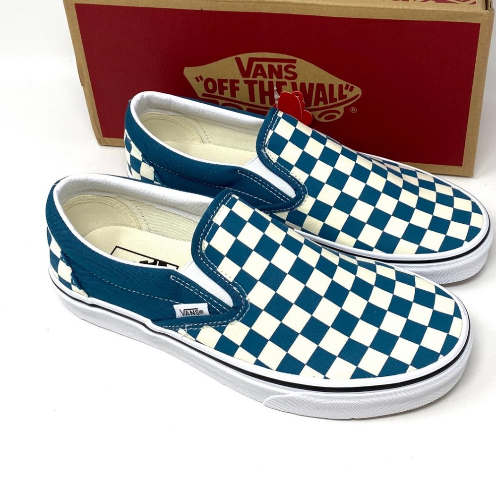 Vans Shoes Women's Classic Slip-On Low Top Checkerboard Canvas Blue VN0A33TB9EX - Picture 8 of 11